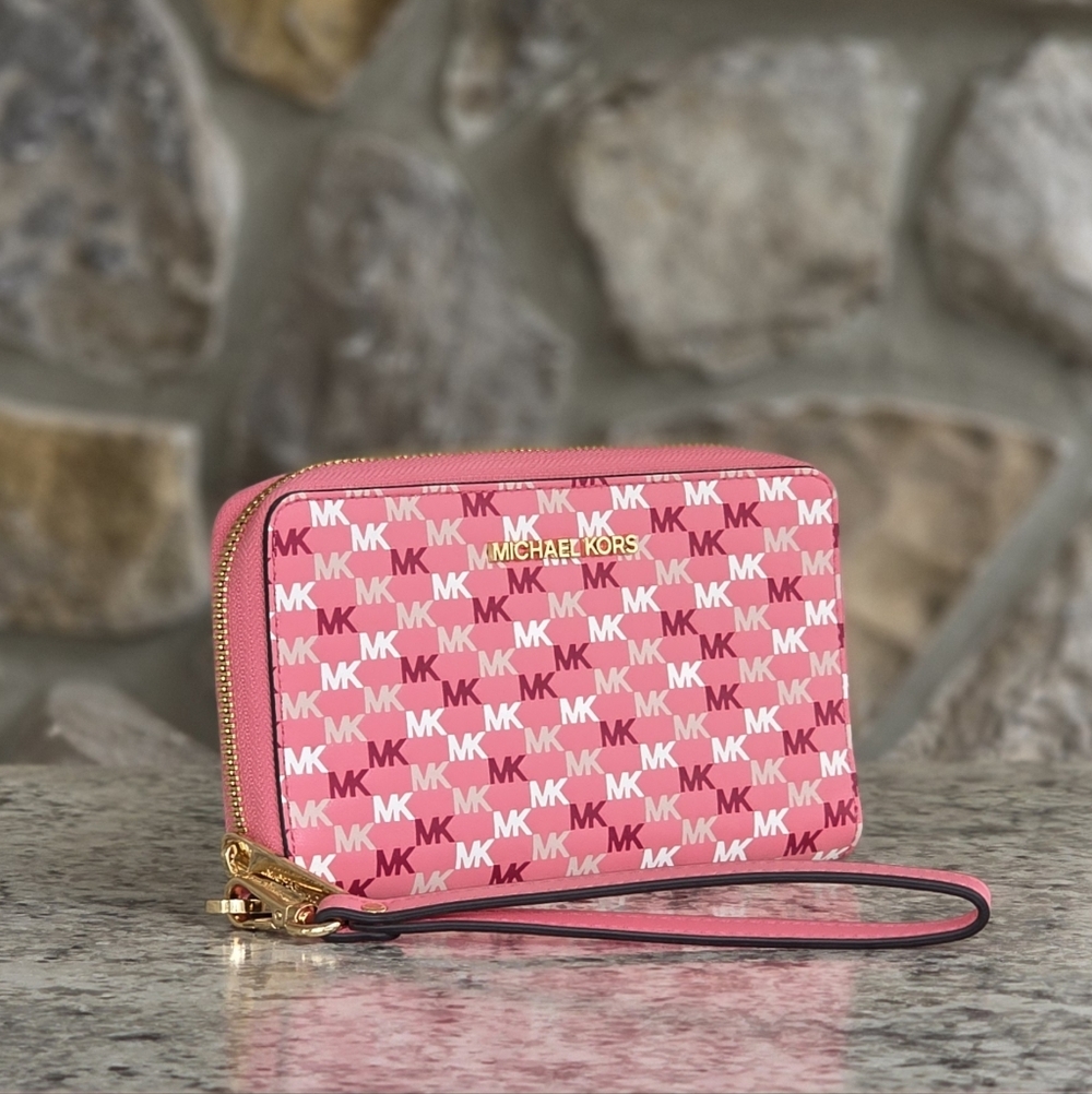 Michael Kors Jet Set Logo Pink Wallet Wristlet